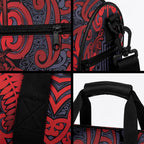 New Zealand Taiaha Maori Duffle Bag Whero Minimalist Silver Fern Tukutuku Motif