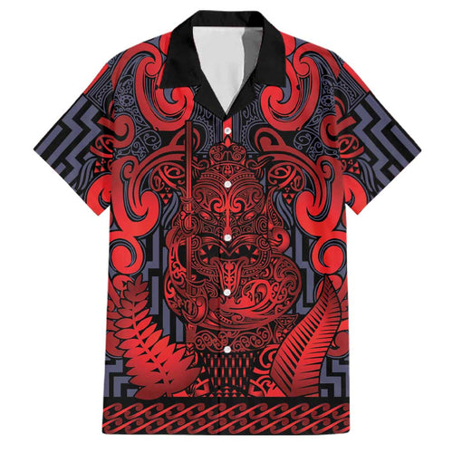 Custom New Zealand Taiaha Maori Family Matching Mermaid Dress and Hawaiian Shirt Whero Minimalist Silver Fern Tukutuku Motif