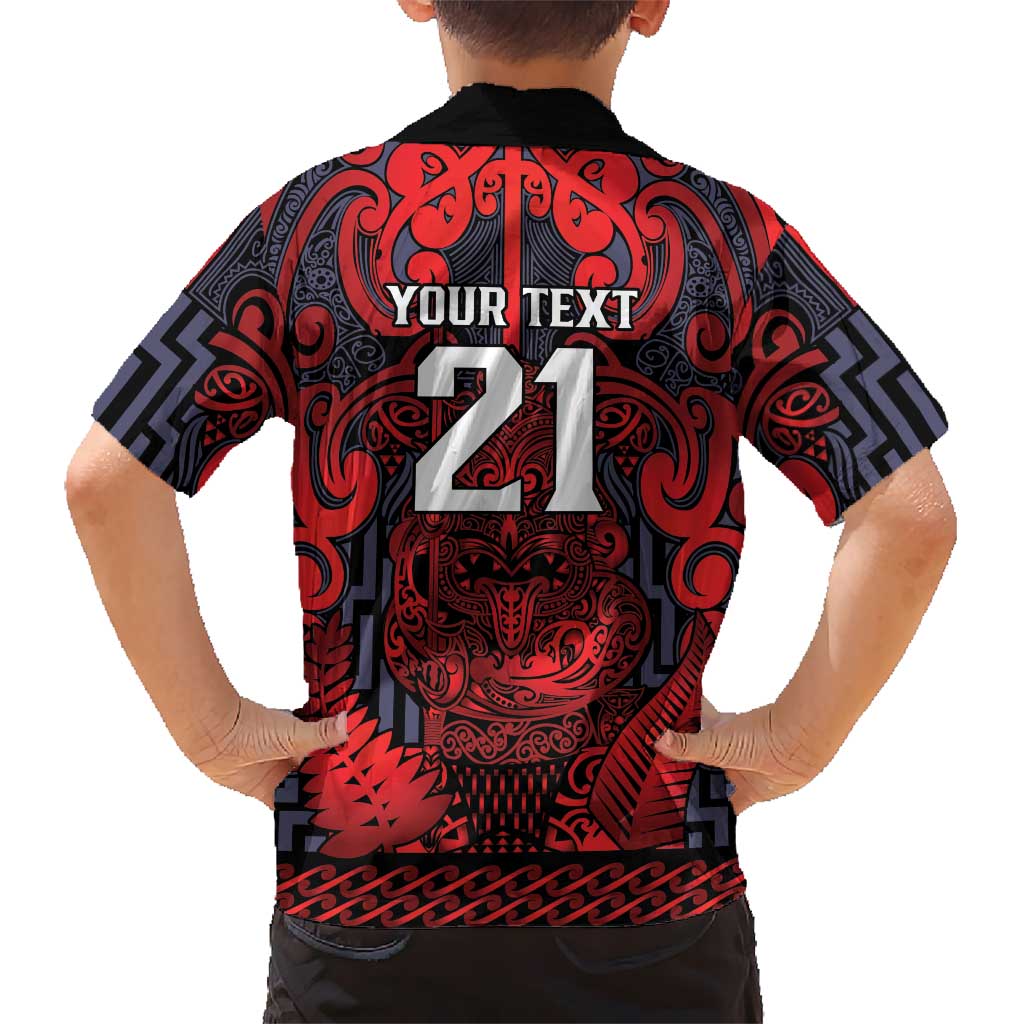Custom New Zealand Taiaha Maori Family Matching Puletasi and Hawaiian Shirt Whero Minimalist Silver Fern Tukutuku Motif