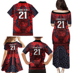 Custom New Zealand Taiaha Maori Family Matching Puletasi and Hawaiian Shirt Whero Minimalist Silver Fern Tukutuku Motif