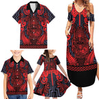 Custom New Zealand Taiaha Maori Family Matching Summer Maxi Dress and Hawaiian Shirt Whero Minimalist Silver Fern Tukutuku Motif