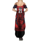 Custom New Zealand Taiaha Maori Family Matching Summer Maxi Dress and Hawaiian Shirt Whero Minimalist Silver Fern Tukutuku Motif