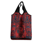 New Zealand Taiaha Maori Grocery Bag Whero Minimalist Silver Fern Tukutuku Motif