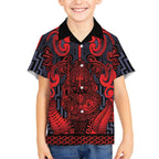 Custom New Zealand Taiaha Maori Hawaiian Shirt Whero Minimalist Silver Fern Tukutuku Motif