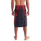 Custom New Zealand Taiaha Maori Lavalava Whero Minimalist Silver Fern Tukutuku Motif