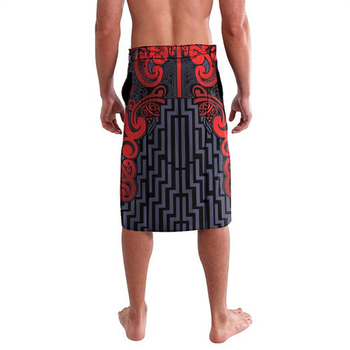 Custom New Zealand Taiaha Maori Lavalava Whero Minimalist Silver Fern Tukutuku Motif