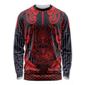 Custom New Zealand Taiaha Maori Long Sleeve Shirt Whero Minimalist Silver Fern Tukutuku Motif
