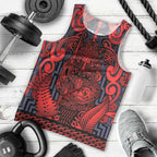 Custom New Zealand Taiaha Maori Men Tank Top Whero Minimalist Silver Fern Tukutuku Motif