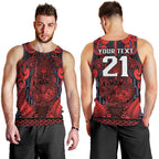 Custom New Zealand Taiaha Maori Men Tank Top Whero Minimalist Silver Fern Tukutuku Motif