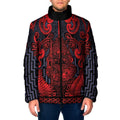 Custom New Zealand Taiaha Maori Padded Jacket Whero Minimalist Silver Fern Tukutuku Motif