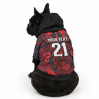 Custom New Zealand Taiaha Maori Pet Hoodie Whero Minimalist Silver Fern Tukutuku Motif