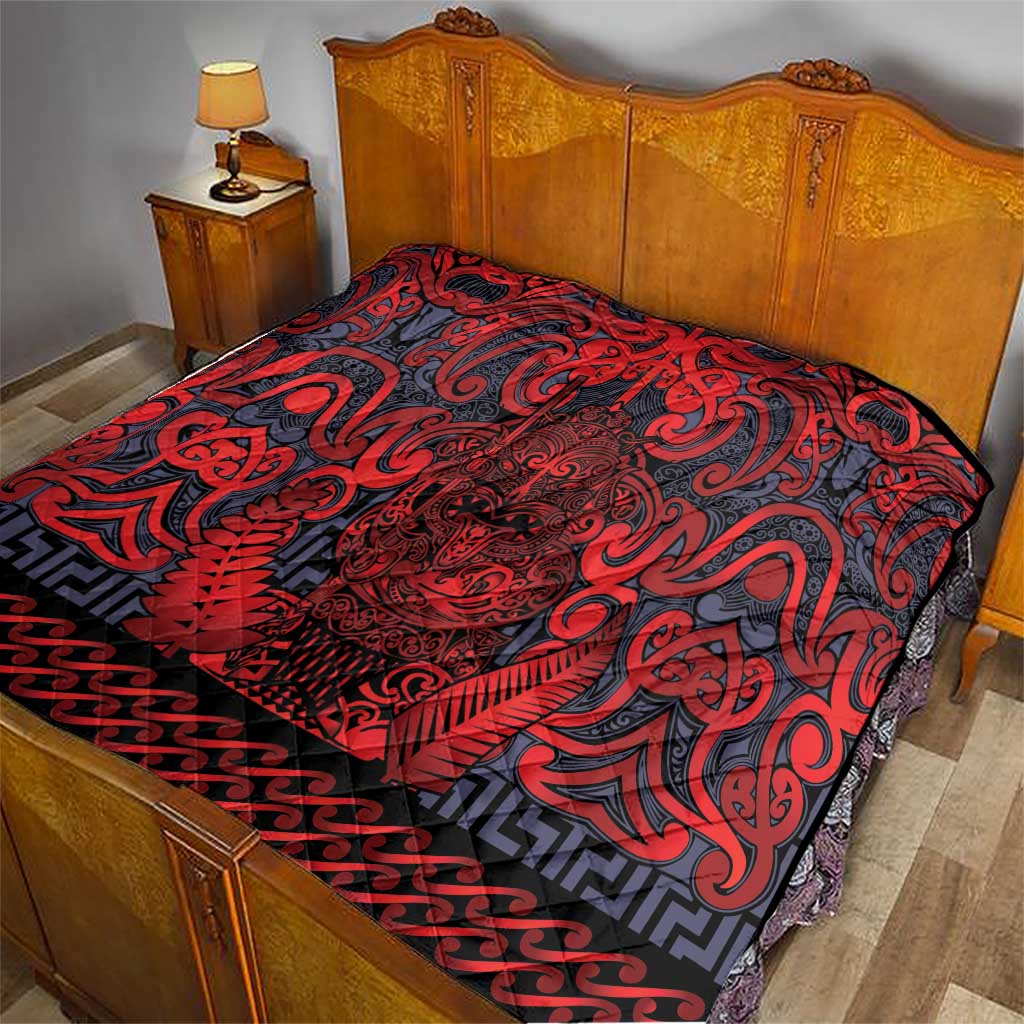New Zealand Taiaha Maori Quilt Whero Minimalist Silver Fern Tukutuku Motif