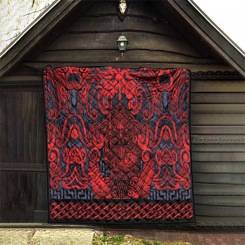 New Zealand Taiaha Maori Quilt Whero Minimalist Silver Fern Tukutuku Motif