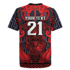 Custom New Zealand Taiaha Maori Rugby Jersey Whero Minimalist Silver Fern Tukutuku Motif
