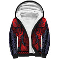 Custom New Zealand Taiaha Maori Sherpa Hoodie Whero Minimalist Silver Fern Tukutuku Motif