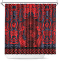 New Zealand Taiaha Maori Shower Curtain Whero Minimalist Silver Fern Tukutuku Motif