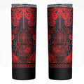 Custom New Zealand Taiaha Maori Skinny Tumbler Whero Minimalist Silver Fern Tukutuku Motif