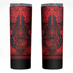 Custom New Zealand Taiaha Maori Skinny Tumbler Whero Minimalist Silver Fern Tukutuku Motif