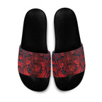 New Zealand Taiaha Maori Slide Sandals Whero Minimalist Silver Fern Tukutuku Motif