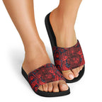 New Zealand Taiaha Maori Slide Sandals Whero Minimalist Silver Fern Tukutuku Motif