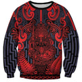 Custom New Zealand Taiaha Maori Sweatshirt Whero Minimalist Silver Fern Tukutuku Motif