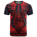 Custom New Zealand Taiaha Maori T Shirt Whero Minimalist Silver Fern Tukutuku Motif