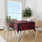 New Zealand Taiaha Maori Tablecloth Whero Minimalist Silver Fern Tukutuku Motif