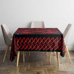 New Zealand Taiaha Maori Tablecloth Whero Minimalist Silver Fern Tukutuku Motif
