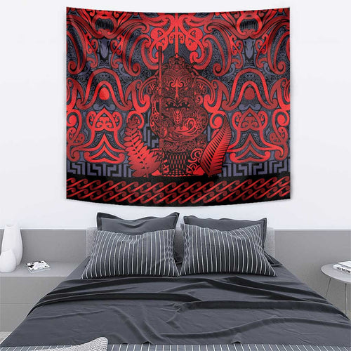 New Zealand Taiaha Maori Tapestry Whero Minimalist Silver Fern Tukutuku Motif