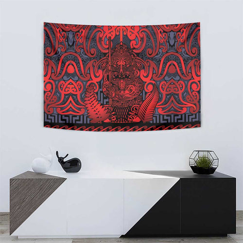New Zealand Taiaha Maori Tapestry Whero Minimalist Silver Fern Tukutuku Motif