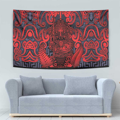 New Zealand Taiaha Maori Tapestry Whero Minimalist Silver Fern Tukutuku Motif