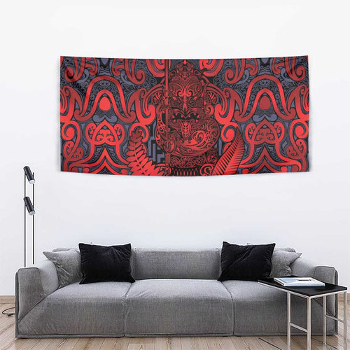 New Zealand Taiaha Maori Tapestry Whero Minimalist Silver Fern Tukutuku Motif