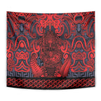 New Zealand Taiaha Maori Tapestry Whero Minimalist Silver Fern Tukutuku Motif