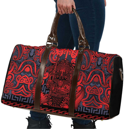 New Zealand Taiaha Maori Travel Bag Whero Minimalist Silver Fern Tukutuku Motif