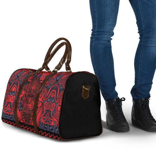 New Zealand Taiaha Maori Travel Bag Whero Minimalist Silver Fern Tukutuku Motif