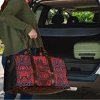 New Zealand Taiaha Maori Travel Bag Whero Minimalist Silver Fern Tukutuku Motif