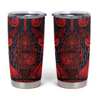 Custom New Zealand Taiaha Maori Tumbler Cup Whero Minimalist Silver Fern Tukutuku Motif