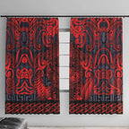 New Zealand Taiaha Maori Window Curtain Whero Minimalist Silver Fern Tukutuku Motif