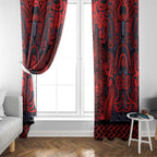 New Zealand Taiaha Maori Window Curtain Whero Minimalist Silver Fern Tukutuku Motif