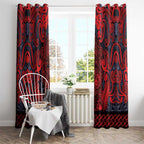 New Zealand Taiaha Maori Window Curtain Whero Minimalist Silver Fern Tukutuku Motif