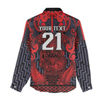 Custom New Zealand Taiaha Maori Women Casual Shirt Whero Minimalist Silver Fern Tukutuku Motif