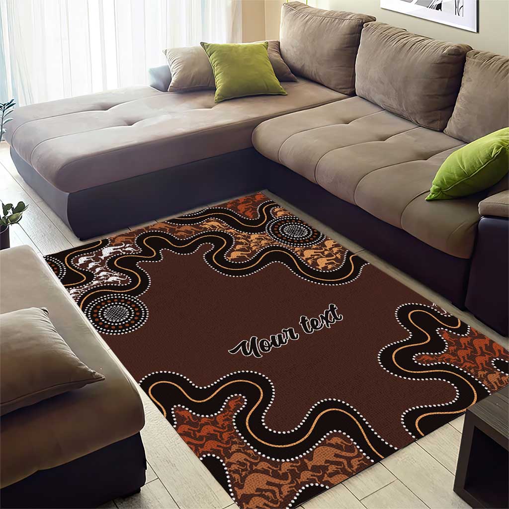 Personalised Aboriginal Art Kangaroo Symbol Area Rug