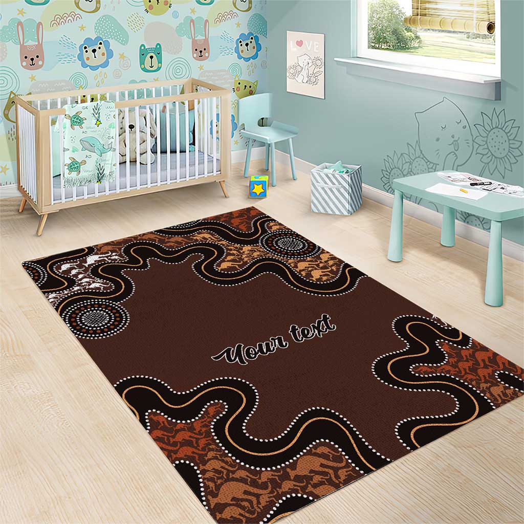 Personalised Aboriginal Art Kangaroo Symbol Area Rug
