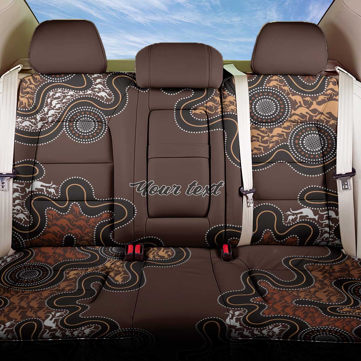 Personalised Aboriginal Art Kangaroo Symbol Back Car Seat Cover