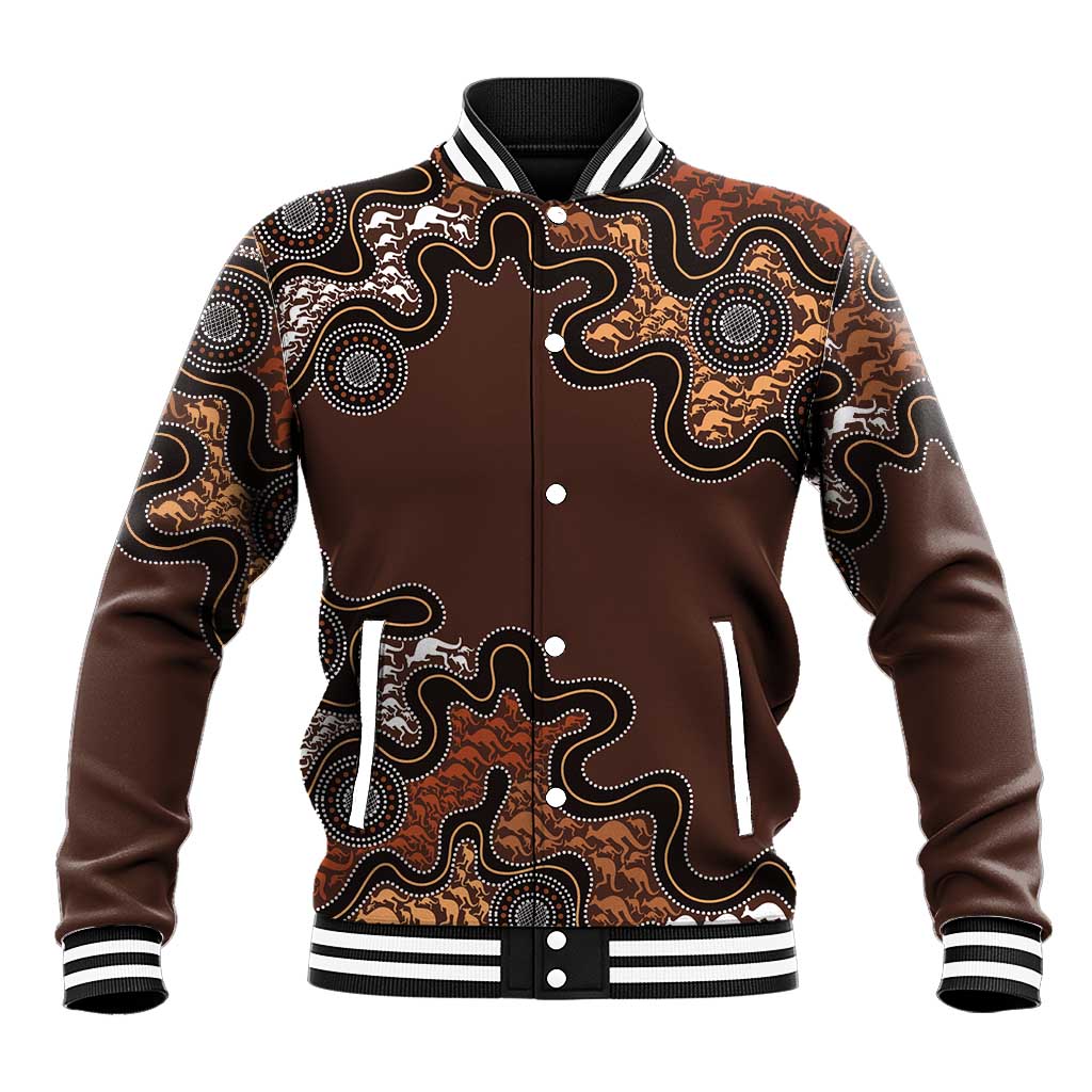 Personalised Aboriginal Art Kangaroo Symbol Baseball Jacket