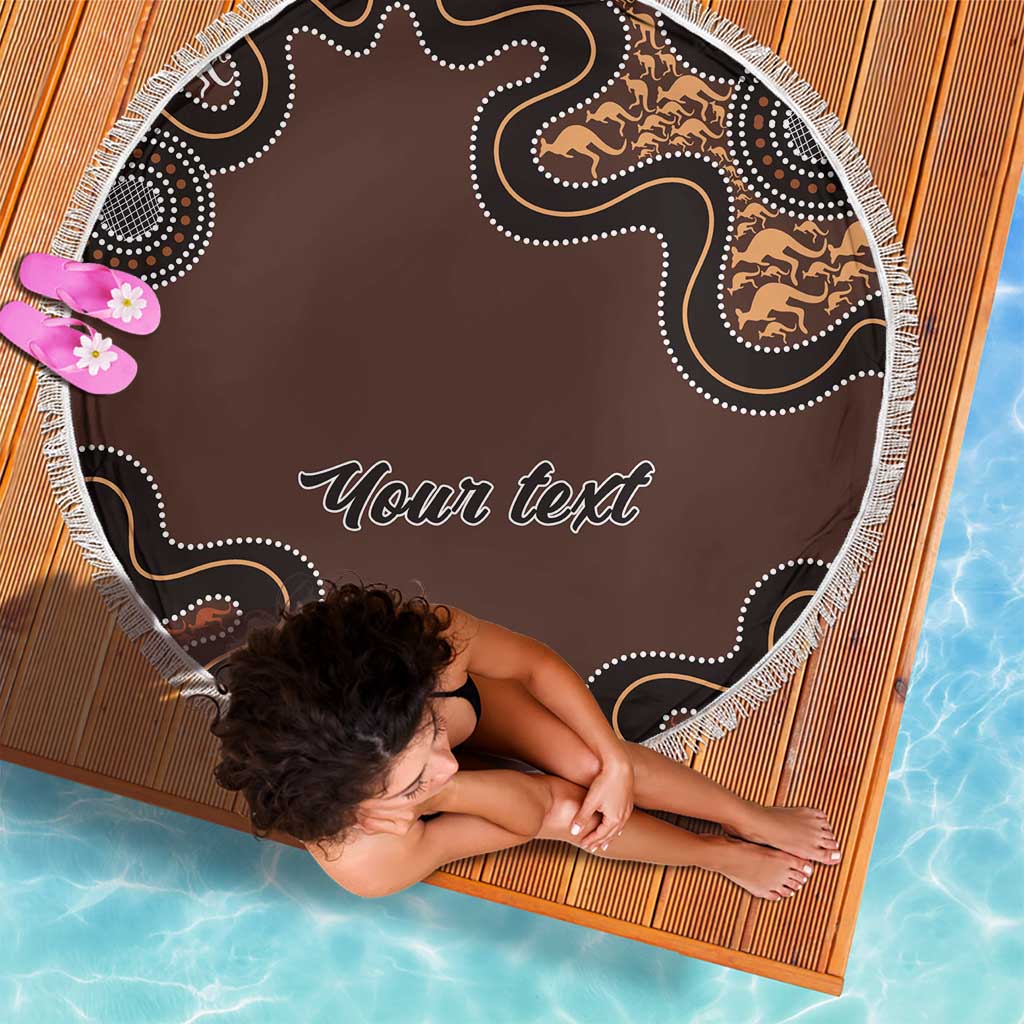 Personalised Aboriginal Art Kangaroo Symbol Beach Blanket