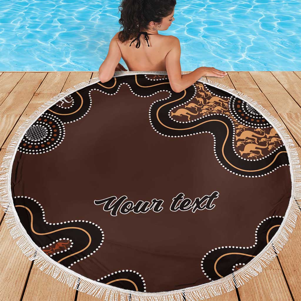 Personalised Aboriginal Art Kangaroo Symbol Beach Blanket