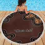 Personalised Aboriginal Art Kangaroo Symbol Beach Blanket
