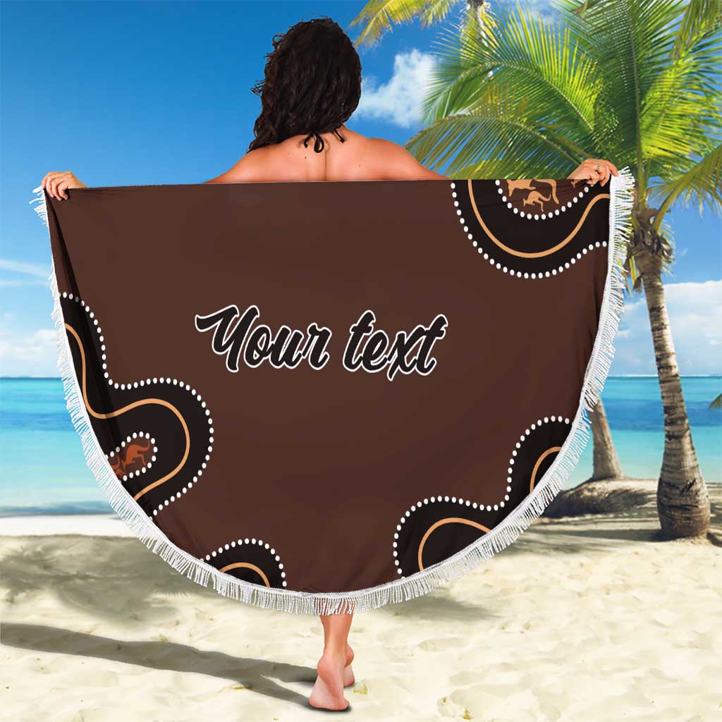 Personalised Aboriginal Art Kangaroo Symbol Beach Blanket