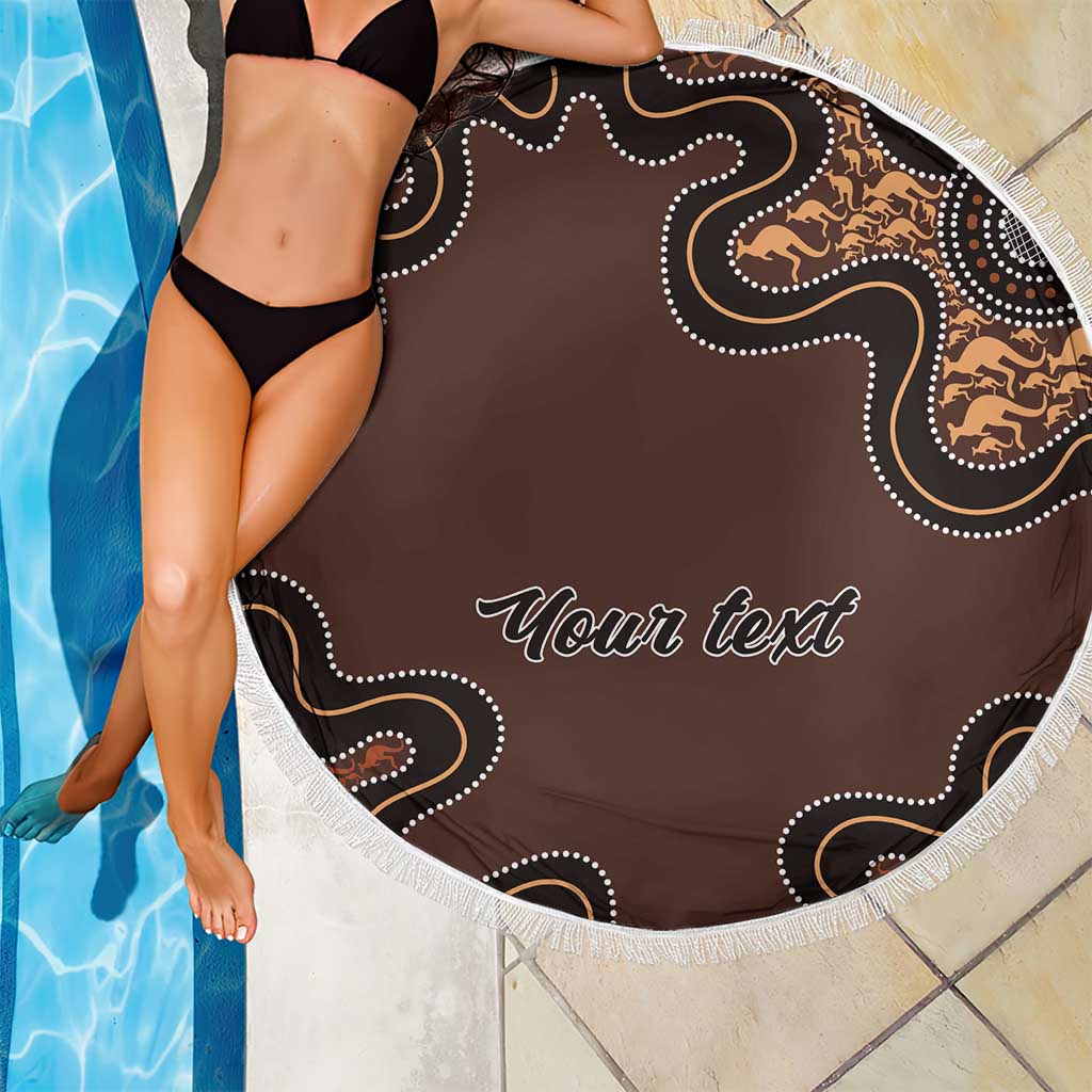 Personalised Aboriginal Art Kangaroo Symbol Beach Blanket